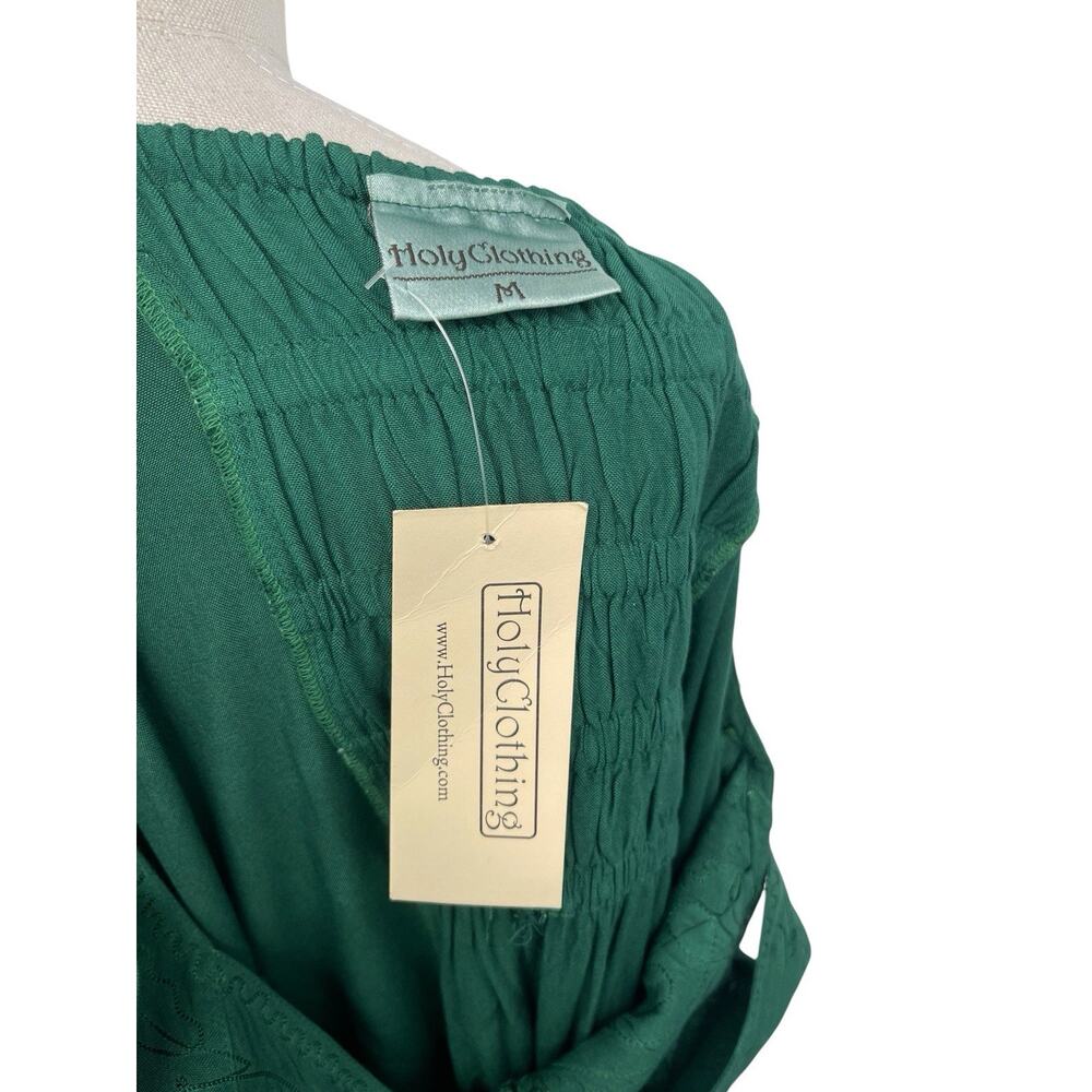 NWT Holy Clothing Dress Embroidered Green Renaissance Sleeveless Size Medium - Picture 13 of 16